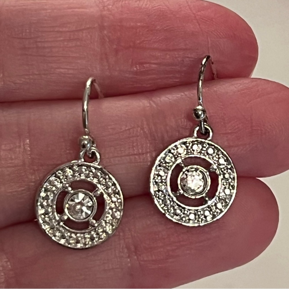 Silver Diamond Cz Drop Earrings
